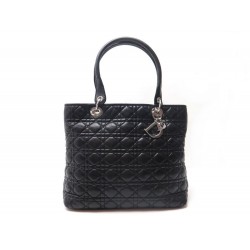 SAC A MAIN CHRISTIAN DIOR LADY SOFT GM CABAS EN CUIR CANNAGE NOIR HAND BAG 3600€