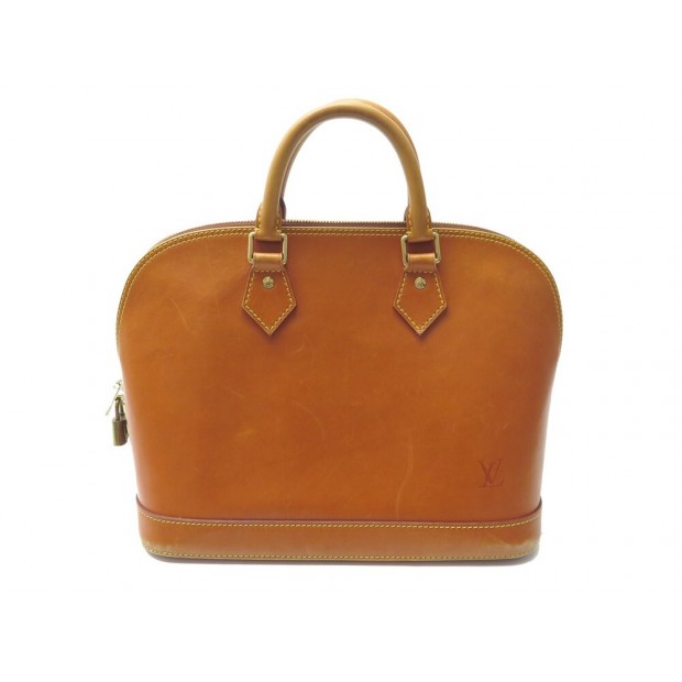 SAC A MAIN LOUIS VUITTON ALMA CUIR NATUREL COGNAC LEATHER HAND BAG PURSE 2200€