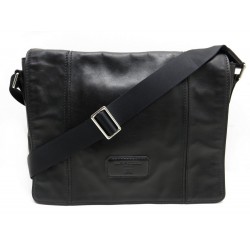 SAC SACOCHE LANCEL MESSENGER A04820 CUIR NOIR BANDOULIERE 650