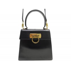 SAC A MAIN SALVATORE FERRAGAMO 2-WAY CUIR NOIR 0212193 BANDOULIERE 