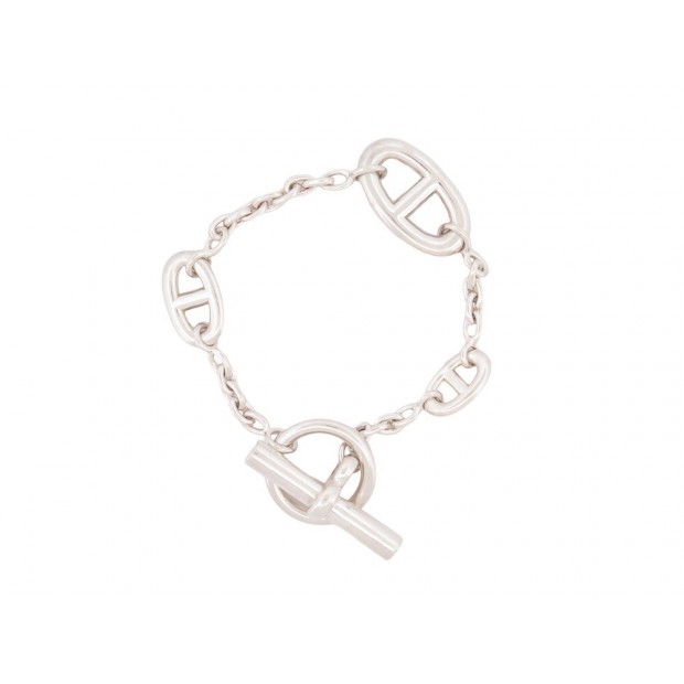 BRACELET HERMES FARANDOLE PM CHAINE ANCRE 18 CM H104567B ARGENT 925 25GR SH 650€