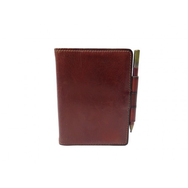 VINTAGE PORTE AGENDA HERMES EN CUIR BOX MARRON LEATHER DIARY COVER 435€