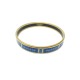 BRACELET HERMES FIN EMAIL IMPRIME PERLES BLEU PLAQUE OR TAILLE 21 CM BANGLE 455€