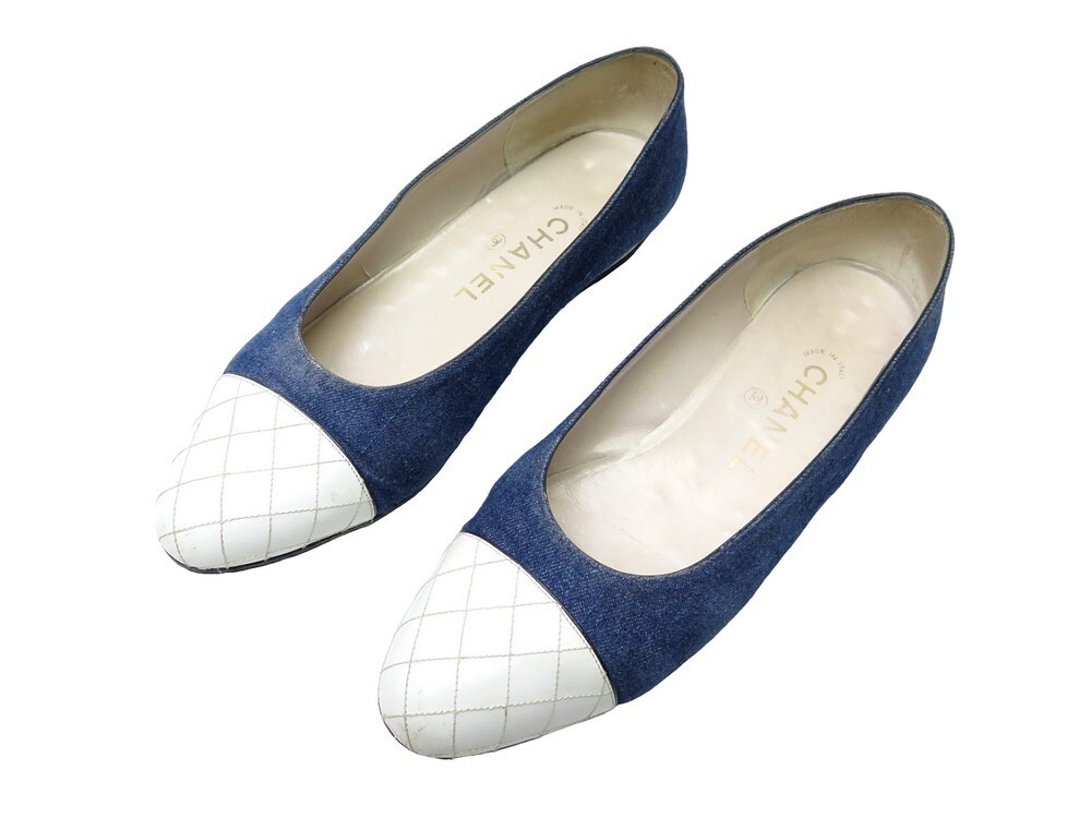 chaussures chanel ballerines 36.5 toile denim