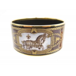 BRACELET HERMES GRAND APPARAT EN EMAIL IMPRIME EXTRA LARGE T 65 MM CHEVAUX 595€