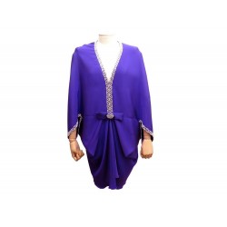 ROBE PIERRE CARDIN POUR PAUL & JOE HOUPETE 40 M EN SOIE VIOLETTE STRASS DRESS