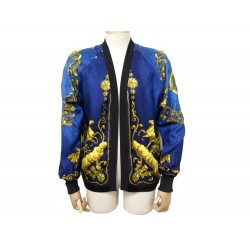 GILET HERMES COSMOS M 38 VESTE EN SOIE BLEU FOULARD LEDOUX SILK JACKET 2400€