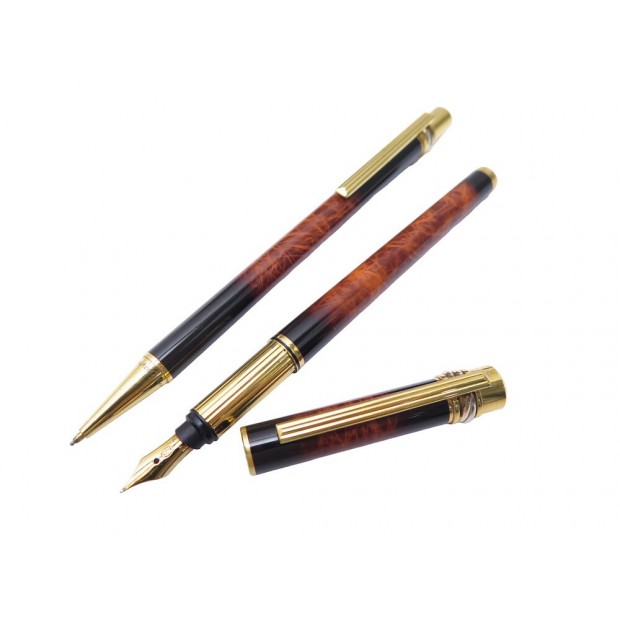 PARURE 2 STYLOS MUST DE CARTIER TRINITY PLUME & PORTE MINES EN LAQUE PENS 1050€