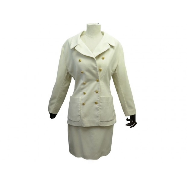 ENSEMBLE CHANEL TAILLEUR VESTE + JUPE EN LAINE TAILLE 42 L WOOL SKIRT SET 10200€