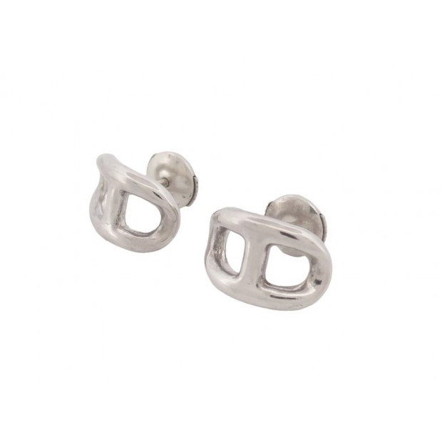 BOUCLES D'OREILLES HERMES CHAINE D'ANCRE ARGENT MASSIF 925 4.5 GR EARRINGS 635€