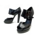 CHAUSSURES HERMES SANDALES BOUCLES A TALONS 39 EN CUIR NOIR + BOITE SHOES 850€