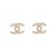 BOUCLES D'OREILLES CHANEL LOGO CC & STRASS METAL DORE GOLDEN STEEL EARRINGS 650€