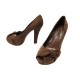 NEUF CHAUSSURES LOUIS VUITTON ESCARPINS OPEN TOE 37 DAIM MARRON PUMP SHOES 800€