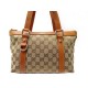 SAC A MAIN GUCCI 141471 EN TOILE GG SUPREME ET CUIR MARRON CANVAS HANDBAG 1350€