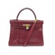 SAC A MAIN HERMES KELLY 32 RETOURNE EN CUIR BOX ROUGE BRIQUE BANDOULIERE PURSE