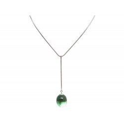 NEUF COLLIER BACCARAT GOUTTE EN CRISTAL VERT CHAINE EN ARGENT 925 NECKLACE 290€