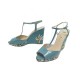 CHAUSSURES FENDI 40 SANDALES COMPENSEES EN CUIR VERNI BLEU + BOITE SANDALS 500€