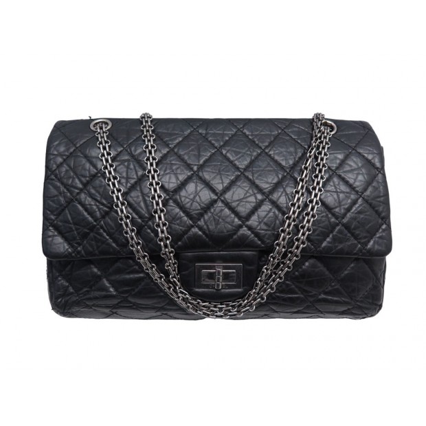 SAC A MAIN CHANEL 2.55 JUMBO CUIR NOIR BANDOULIERE LEATHER AND BAG PURSEE 11100€