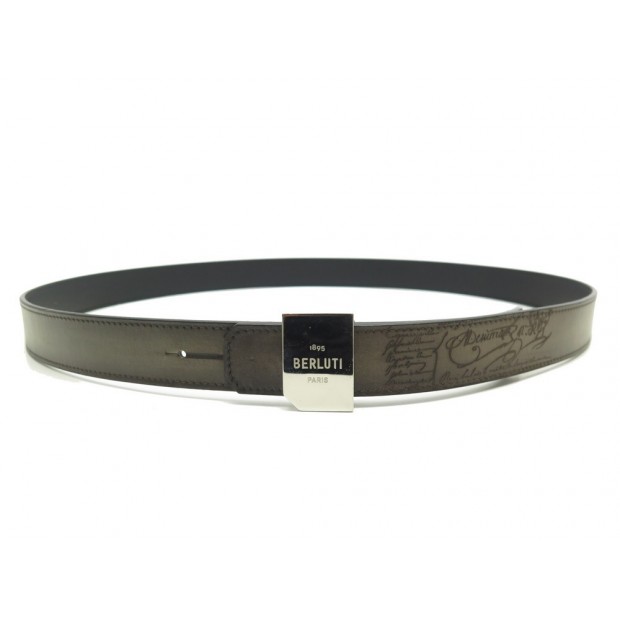 NEUF CEINTURE BERLUTI PRISM EN CUIR SCRITTO MARRON T 115 BROWN LEATHER BELT 670€