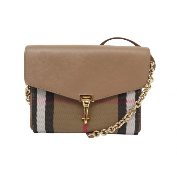 NEUF SAC A MAIN BURBERRY MACKEN S 8080158 EN CUIR TOILE TARTAN BANDOULIERE 950€