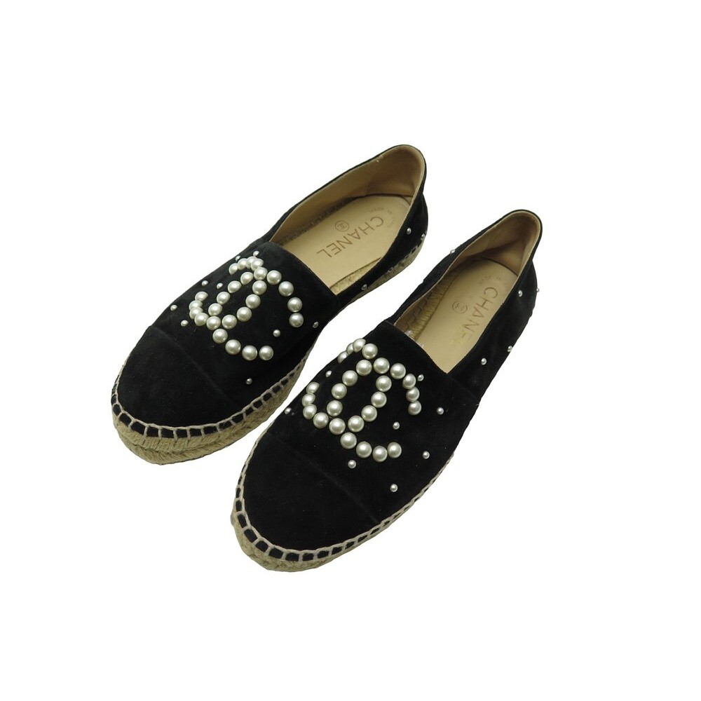 chaussures chanel espadrilles logo cc perles 