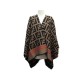 NEUF CHALE FENDI FF PONCHO ZUCCA FXX636 LAINE SOIE MARRON WOOL SILK SCARF 1300€