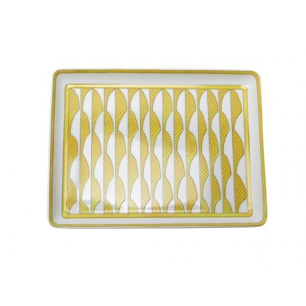 NEUF PLATEAU HERMES SOLEIL PETIT MODELE P046089P PORCELAINE JAUNE NEW PLATE 190€