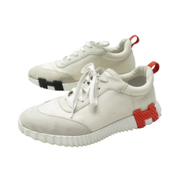 CHAUSSURES HERMES SNEAKERS BOUNCING H2027934 44 BASKETS TOILE ET DAIM SHOES 720€