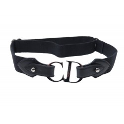 CEINTURE CHRISTIAN DIOR BOUCLE LOGO CD CUIR & TOILE T 90 BLACK LEATHER BELT 490€