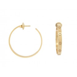 BOUCLES D'OREILLES CARTIER LOVE CREOLES EN OR JAUNE 18K + ECRIN EARRINGS 4750€