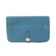 PORTEFEUILLE HERMES HERMES DOGON DUO EN CUIR TOGO BLEU PORTE CARTES WALLET 1980€