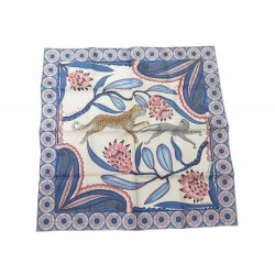 FOULARD HERMES GAVROCHE THE SAVANA DANCE CARRE 45 EN SOIE BLEUE SILK SCARF 225€