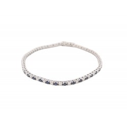 NEUF BRACELET RIVIERE DE DIAMANTS ET SAPHIRS 2CT MAILLE TENNIS EN OR BLANC 3296€