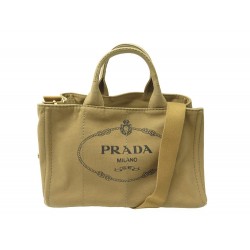 SAC A MAIN PRADA PRADA LOGO B2439G TOILE MARRON TABAC BANDOULIERE TOTE BAG 990€