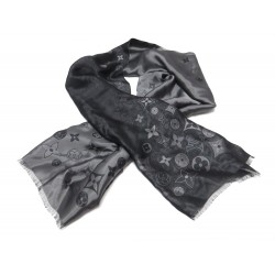 NEUF FOULARD LOUIS VUITTON ETOLE ST PETERSBOURG SOIE NOIR MONOGRAM SCARF 400€