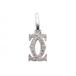 PENDENTIF C DE CARTIER EN OR BLANC 24 DIAMANTS 0.12 CT 2.4 GR ETUI PENDANT 3700€