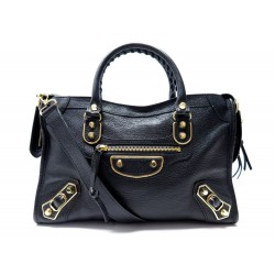 NEUF SAC A MAIN BALENCIAGA METALLIC EDGE CITY SMALL 432831 CUIR NOIR BAG 1890€