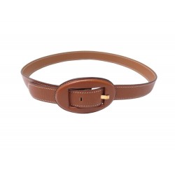 VINTAGE CEINTURE HERMES BOUCLE OVALE EN CUIR EPSOM COURCHEVEL GOLD T70 BELT 750€