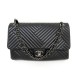 SAC A MAIN CHANEL TIMELESS JUMBO CHEVRON BANDOULIERE EN CUIR NOIR HAND BAG 8400€