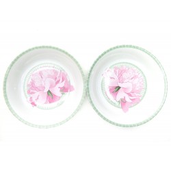 NEUF LOT 2 ASSIETTES CALOTTES HERMES LES PIVOINES PORCELAINE BOITE PLATES 340€