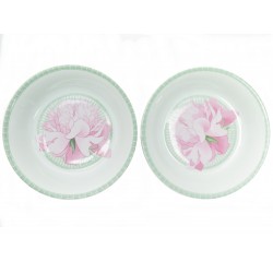 NEUF LOT DE 2 ASSIETTES CALOTTE HERMES LES PIVOINES PORCELAINE BOITE PLATES 340€