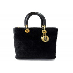 VINTAGE SAC A MAIN CHRISTIAN DIOR LADY LARGE EN VELOURS NOIR VELVET PURSE 6200€