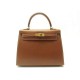 SAC A MAIN HERMES KELLY 25 SELLIER EN CUIR BARENIA GOLD & SURPIQURE BLANCHE BAG