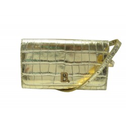 NEUF SAC A MAIN BALENCIAGA 616367 B LOGO POCHETTE BANDOULIERE EN CUIR CROCO 795€