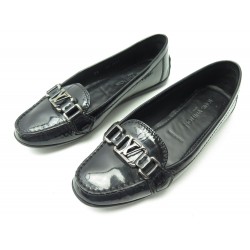 CHAUSSURES LOUIS VUITTON MOCASSINS OXFORD 38 CUIR VERNIS NOIR LOAFERS SHOES 690€