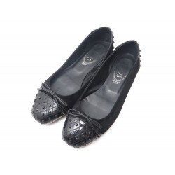 CHAUSSURES TOD'S BALLERINES 37 IT 37.5 FR EN CUIR DAIM NOIR SAC FLAT SHOES 350€