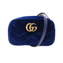 NEUF SAC A MAIN GUCCI GG MARMONT SMALL 447632 VELOURS BLEU BANDOULIERE BAG 1490€