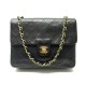 VINTAGE SAC A MAIN CHANEL TIMELESS MINI SQUARE CUIR NOIR MATELASSE HANDBAG PURSE