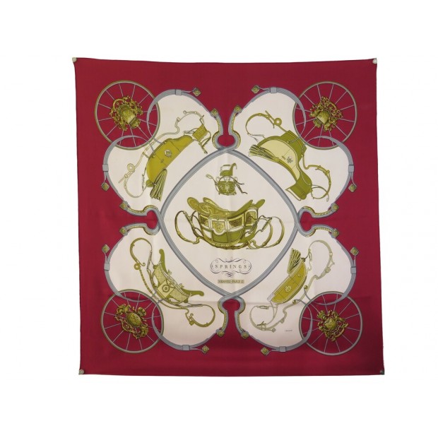 VINTAGE FOULARD HERMES SPRINGS 1ERE EDITION 1974 LEDOUX CARRE 90 SOIE SCARF 495€