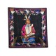 FOULARD HERMES PANI LA SHAR PAWNEE CHEF INDIEN CARRE 90 EN SOIE NOIRE SCARF 495€